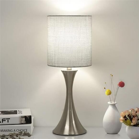 touch control dimmable table lamp with grey shade for bedroom living room office - Picture 7 of 7